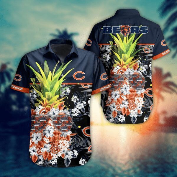 Nfl Chicago Bears Pineapple In Dark Blue Edition Trendy Hawaiian Shirt Aloha Shirt