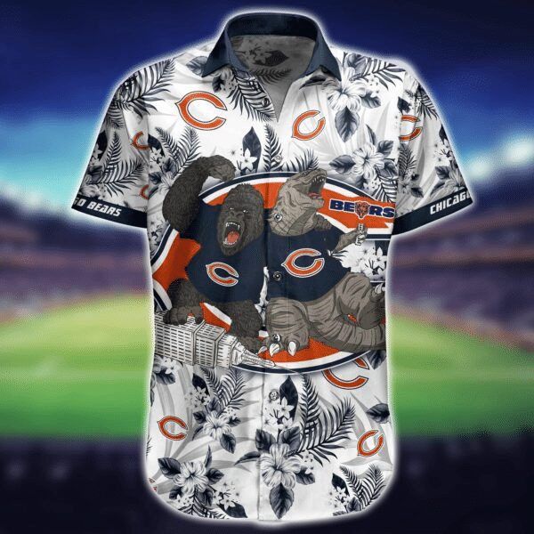 NFL Chicago Bears White Flower Golia Hawaiian Shirt