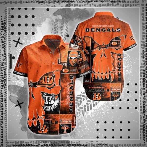 NFL Cincinnati Bengals Hawaiian Shirt Short Skull All Over Print