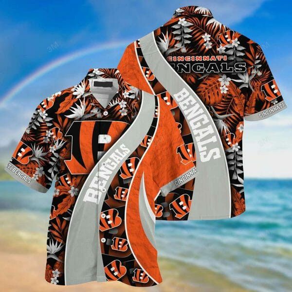 Nfl Cincinnati Bengals Orange Grey Trendy Hawaiian Shirt Aloha Shirt