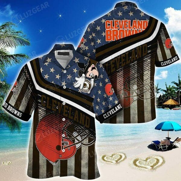 Nfl Cleveland Browns American Flag Trendy Hawaiian Shirt Aloha Shirt
