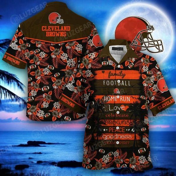 Nfl Cleveland Browns Tropical Flowers Trendy Hawaiian Shirt Aloha Shirt