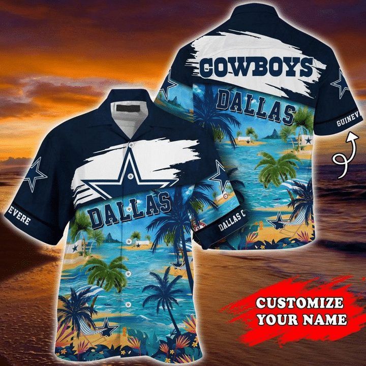 NFL Dallas Cowboys Custom Name Coconut Beach Hawaiian Shirt