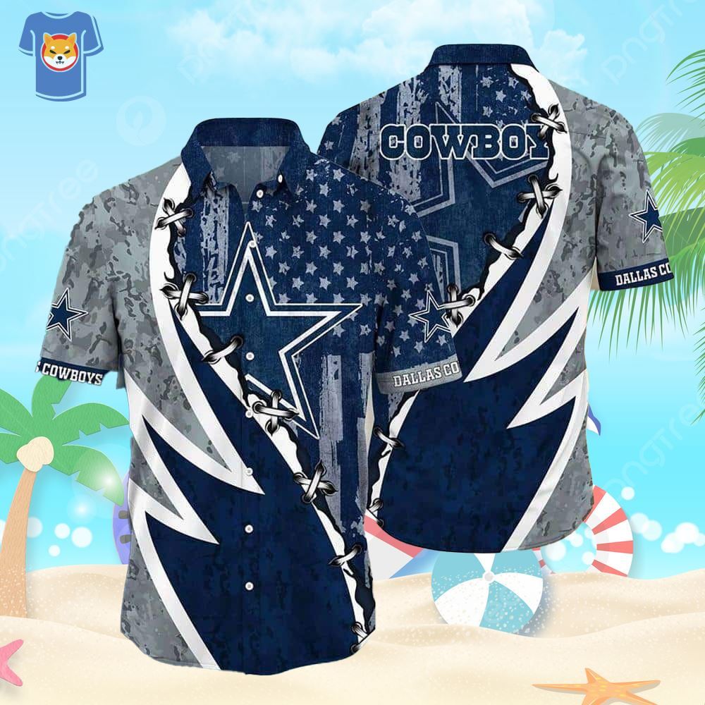 NFL Dallas Cowboys Hawaiian Shirt American Flag Independence Day 4Th Of July