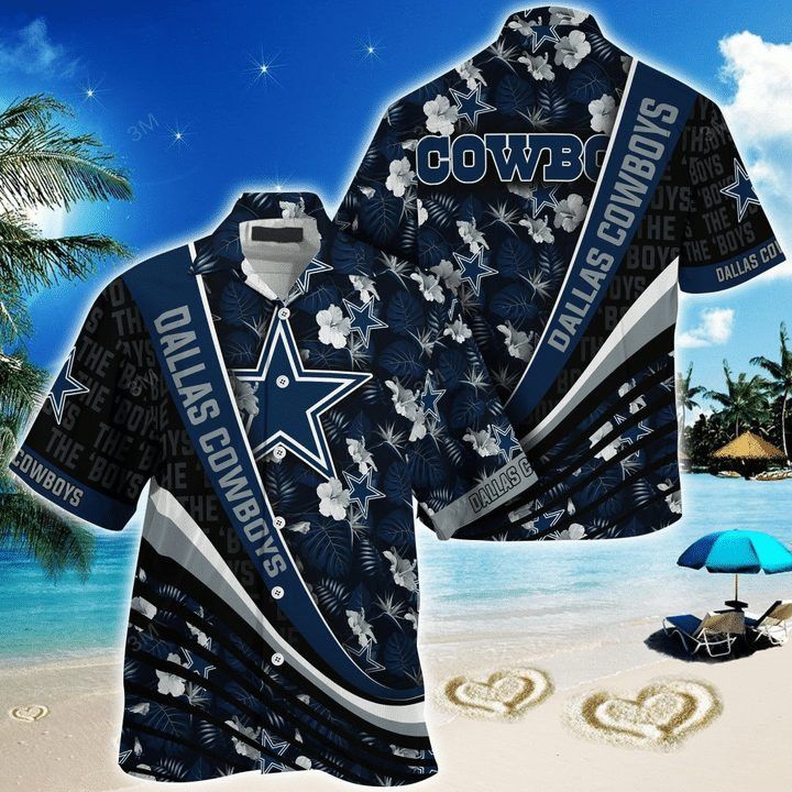 Nfl Dallas Cowboys Multi Logo Flower Trendy Hawaiian Shirt Aloha Shirt