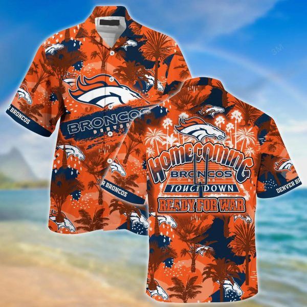 Nfl Denver Broncos Orange Navy Blue Trendy Hawaiian Shirt Aloha Shirt