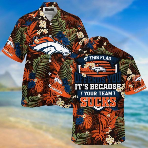 NFL Denver Broncos Tropical Flowers Hawaiian Shirt
