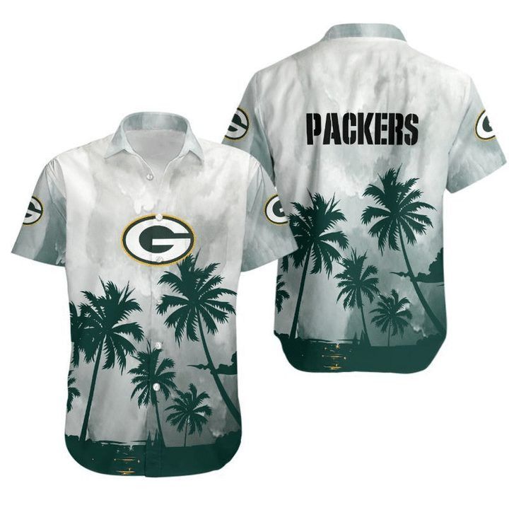 NFL Green Bay Packers White Blue Tree Cloud Hawaiian Shirt
