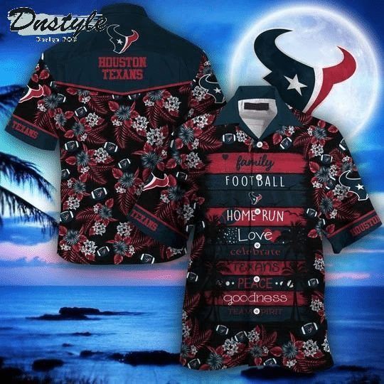 Nfl Houston Texans Blue Red Flower Trendy Hawaiian Shirt Aloha Shirt