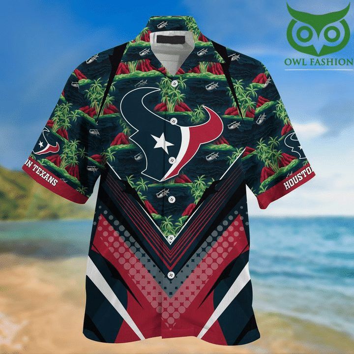 Nfl Houston Texans Blue Red Trendy Hawaiian Shirt V2 Aloha Shirt