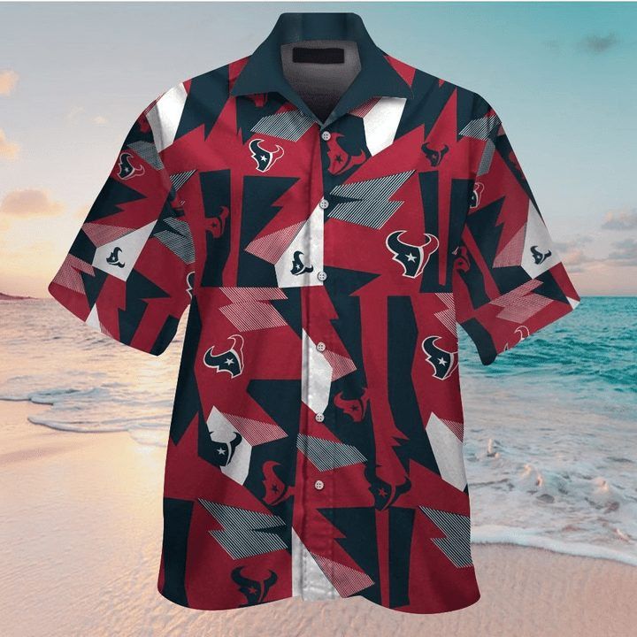 Nfl Houston Texans Blue Red Trendy Hawaiian Shirt V3 Aloha Shirt