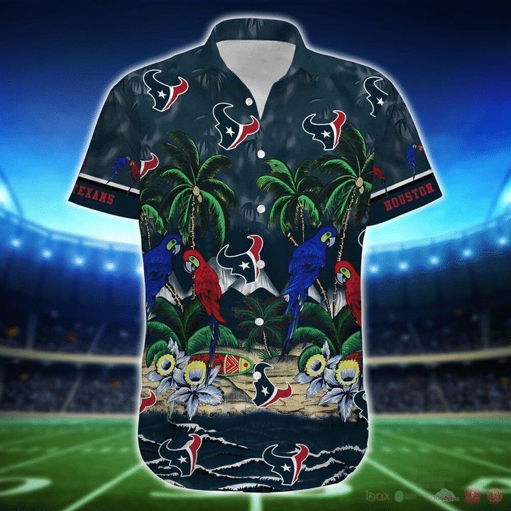 Nfl Houston Texans Coconut Tree Blue Trendy Hawaiian Shirt Aloha Shirt