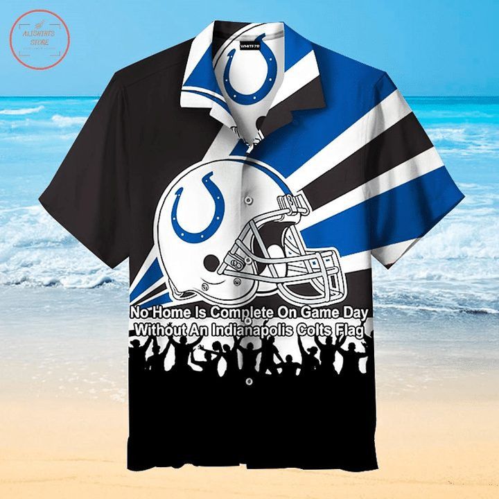 NFL Indianapolis Colts Black Blue Helmet Hawaiian Shirt