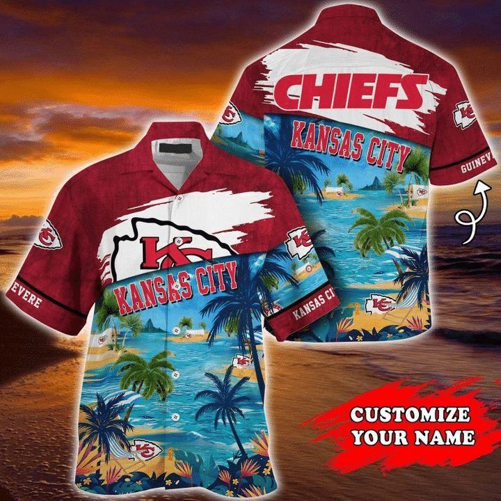 Nfl Kansas City Chiefs Custom Name Coconut Beach Trendy Hawaiian Shirt Aloha Shirt