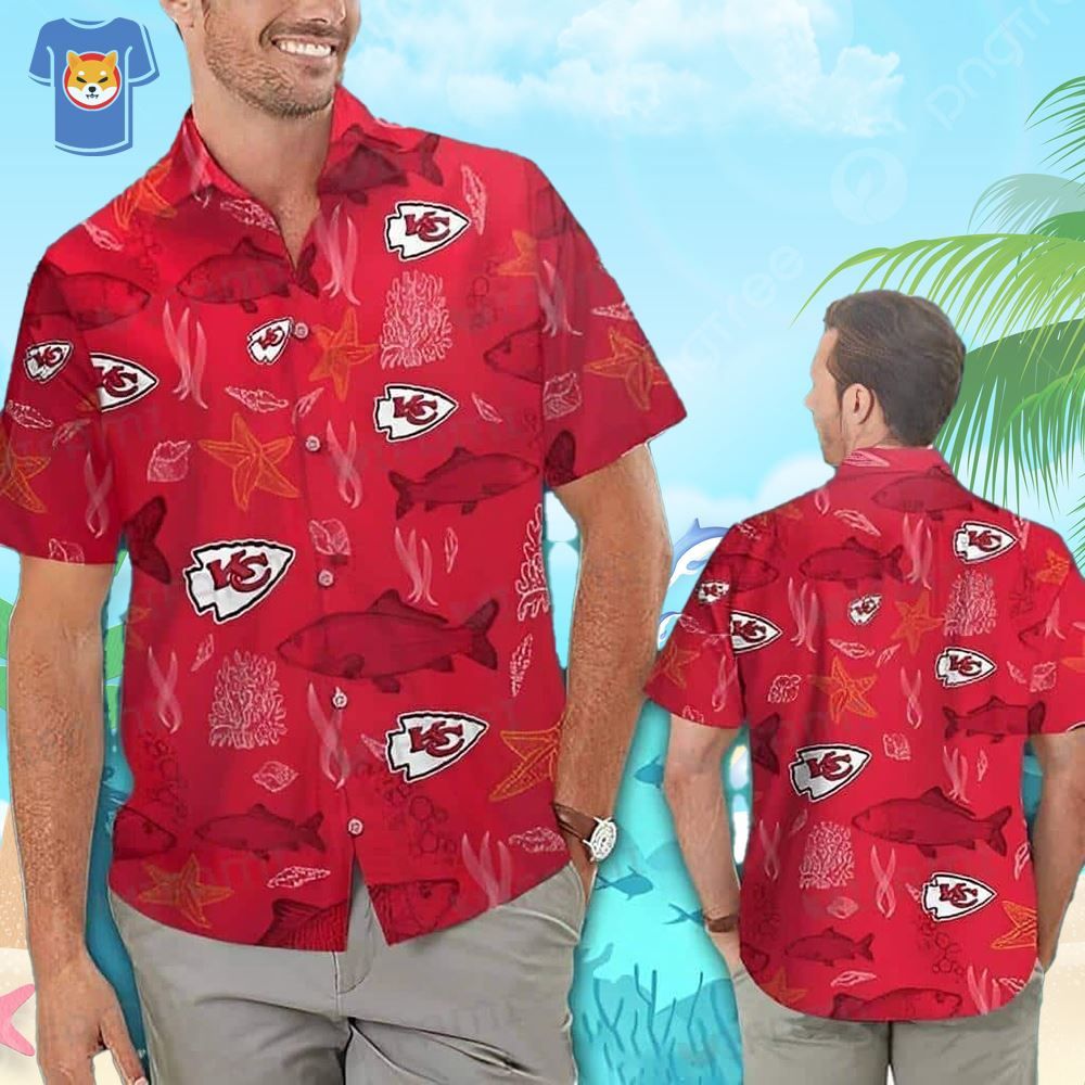 NFL Kansas City Chiefs Hawaiian Shirt Fish Starfish Coral