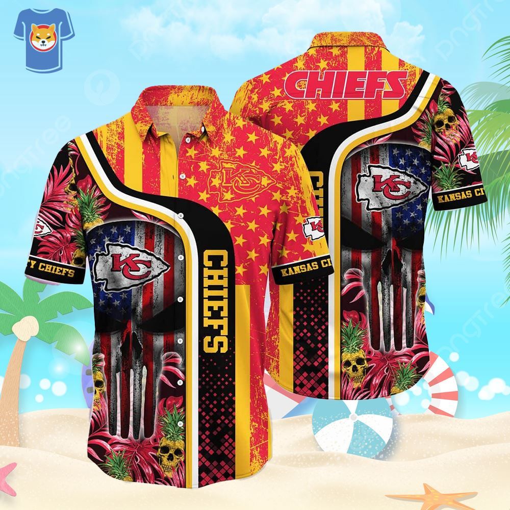 NFL Kansas City Chiefs Hawaiian Shirt Skull Tropical Beach Gift For Friend