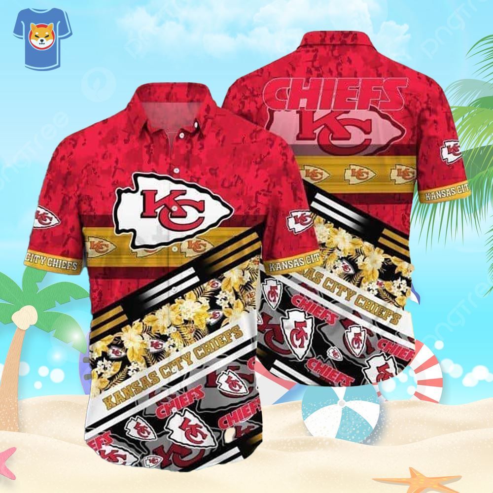NFL Kansas City Chiefs Hawaiian Shirt Tropical Palm Leaves