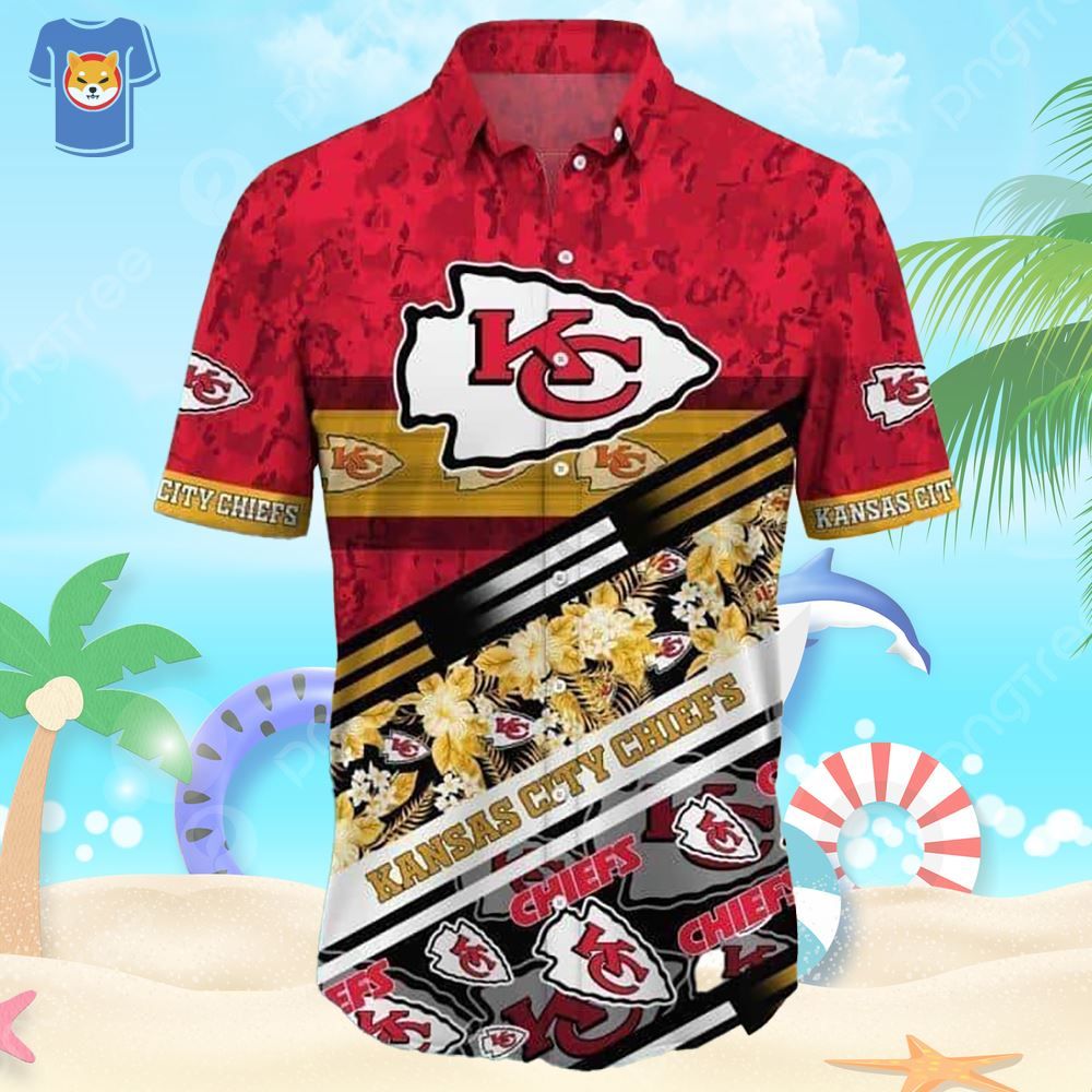 NFL Kansas City Chiefs Hawaiian Shirt Tropical Palm Leaves