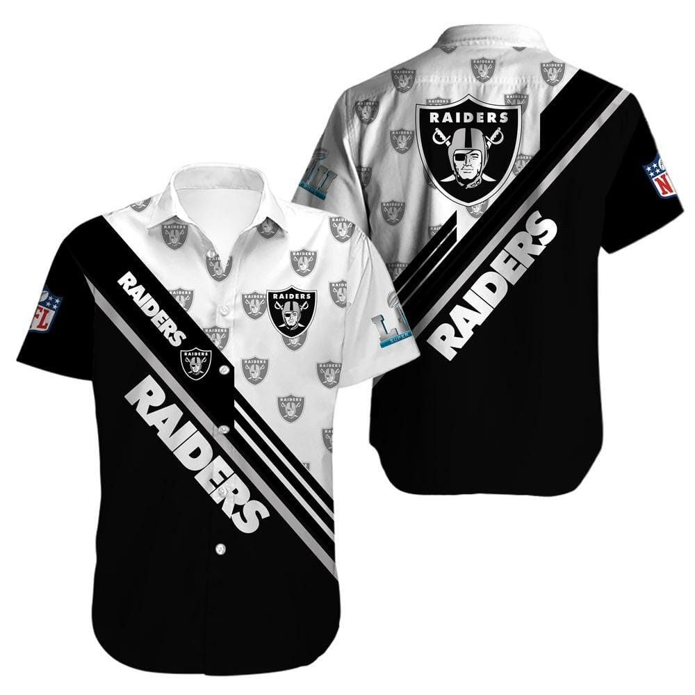 NFL Las Vegas Raiders Black White Hawaiian Shirt
