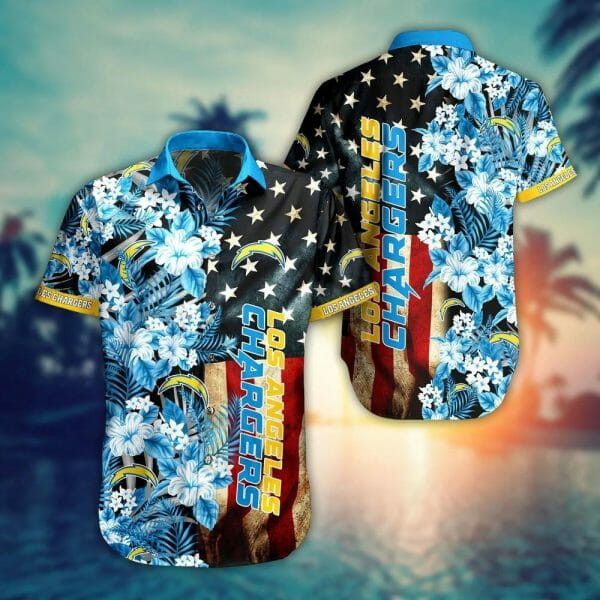 Nfl Los Angeles Chargers American Flag Trendy Hawaiian Shirt Aloha Shirt
