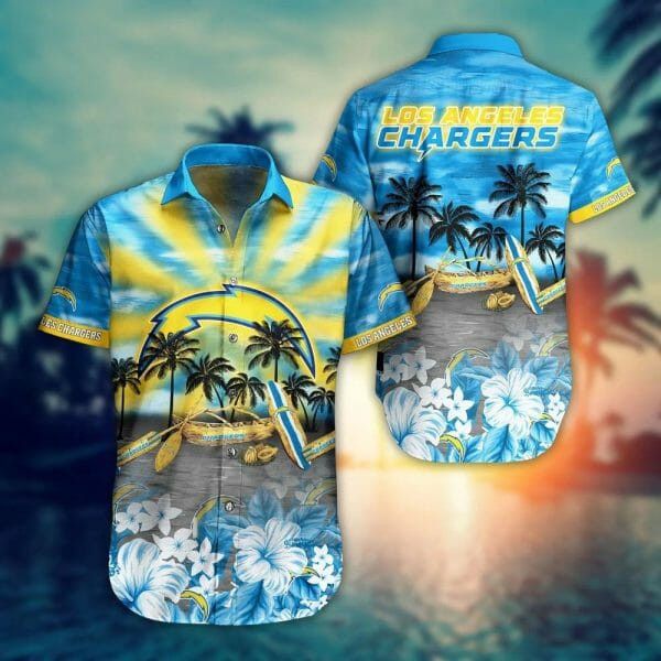 Nfl Los Angeles Chargers Coconut Tree Blue Trendy Hawaiian Shirt Aloha Shirt