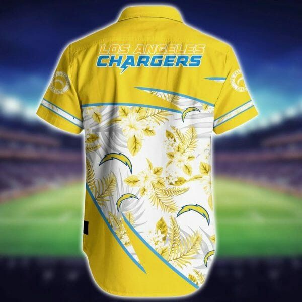 Nfl Los Angeles Chargers Flowers Gold Trendy Hawaiian Shirt Aloha Shirt