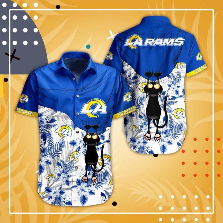 Nfl Los Angeles Rams Black Cat Graphic Trendy Hawaiian Shirt Aloha Shirt Nfl Los Angeles Rams Black Cat Graphic Trendy Hawaiian Shirt Aloha Shirt