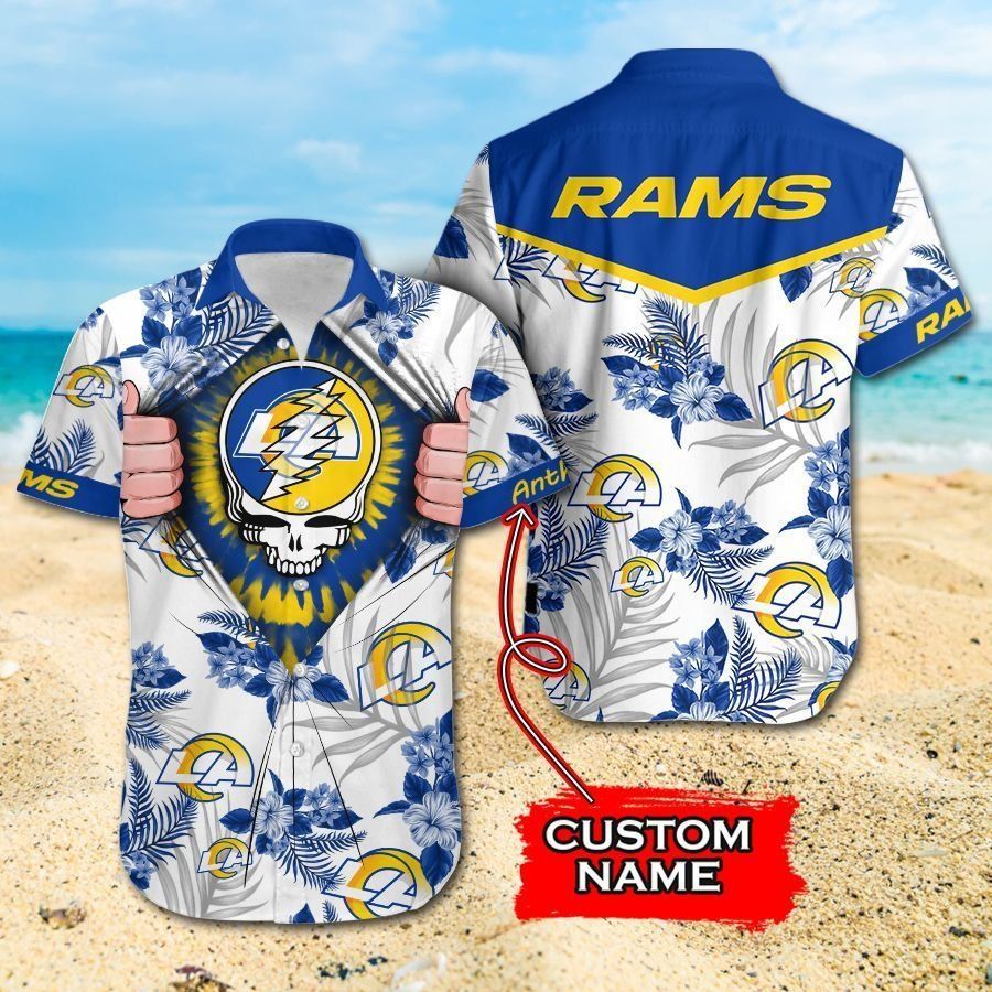 NFL Los Angeles Rams Grateful Dead Gift For Fan Personalized Hawaiian Shirt & Short