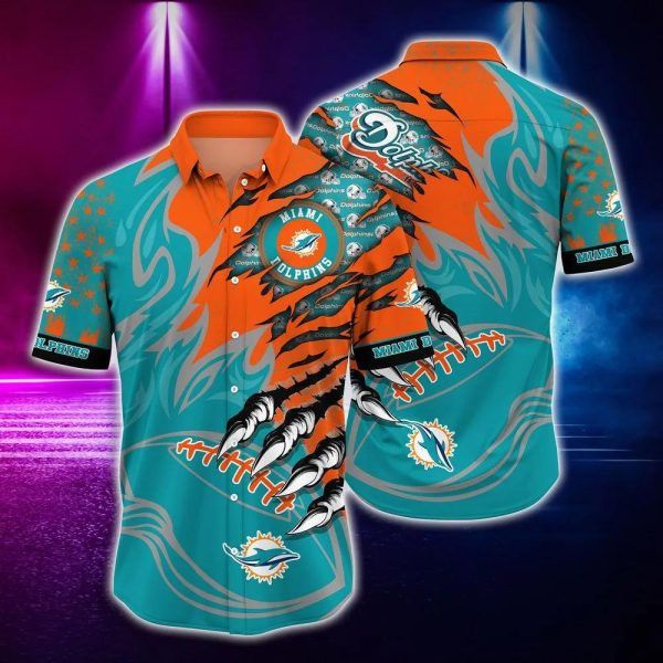 Nfl Miami Dolphins Aqua Orange Trendy Hawaiian Shirt Aloha Shirt