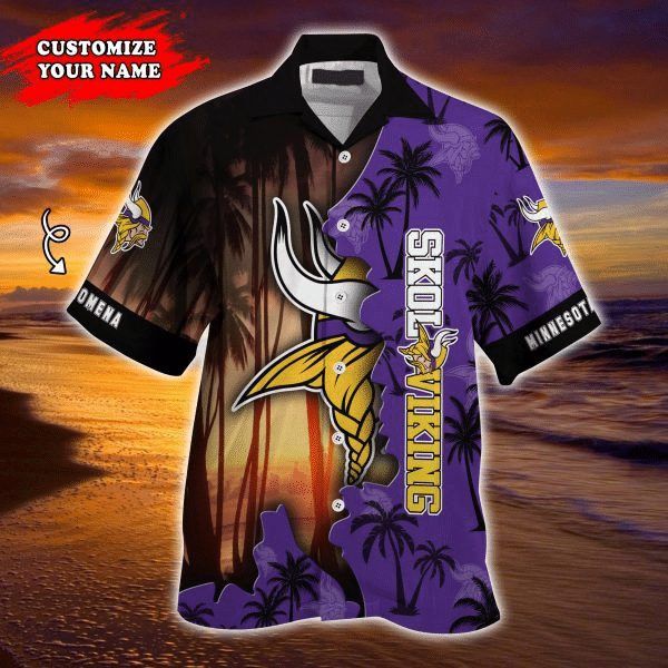 NFL Minnesota Vikings Custom Name Coconut Purple Hawaiian Shirt