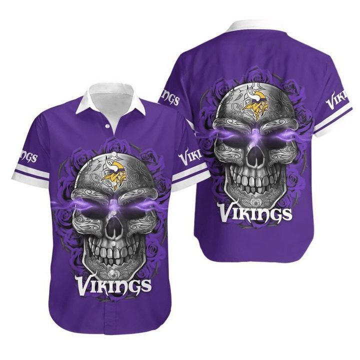 Nfl Minnesota Vikings Skull Purple Trendy Hawaiian Shirt Aloha Shirt