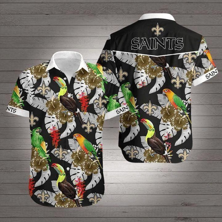 NFL New Orleans Saints Parrot Above Flower Hawaiian Shirt