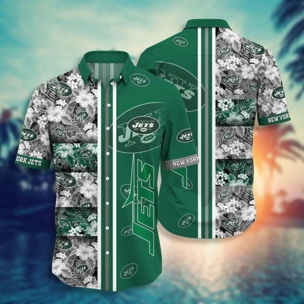 NFL New York Jets Flowers Green Hawaiian Shirt