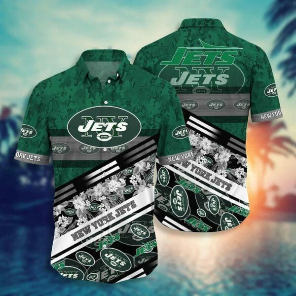 Nfl New York Jets Flowers Green Trendy Hawaiian Shirt Aloha Shirt
