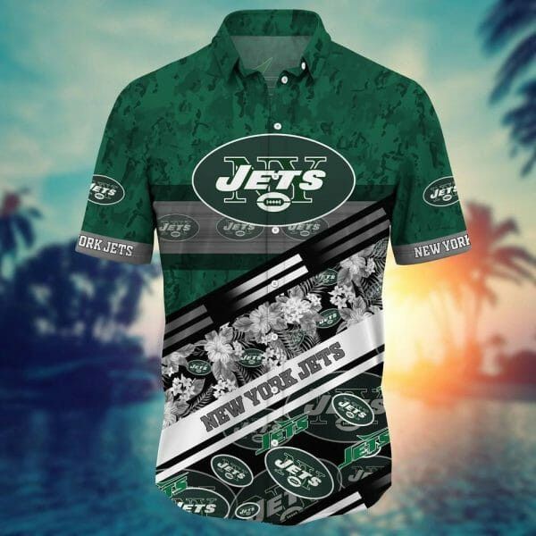Nfl New York Jets Flowers Green Trendy Hawaiian Shirt Aloha Shirt