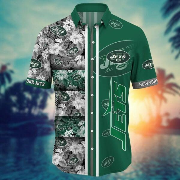 Nfl New York Jets Flowers Green Trendy Hawaiian Shirt V2 Aloha Shirt