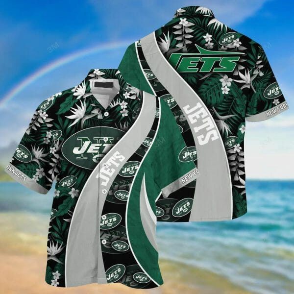 NFL New York Jets Green Grey Hawaiian Shirt V3 Aloha Shirt