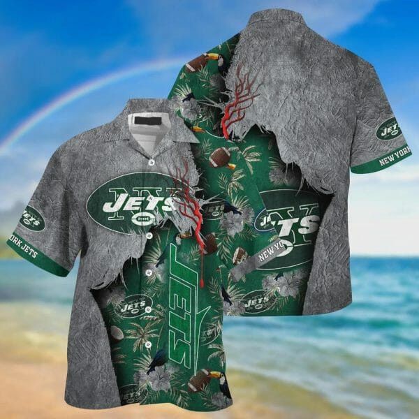 Nfl New York Jets Green Grey Trendy Hawaiian Shirt V2 Aloha Shirt