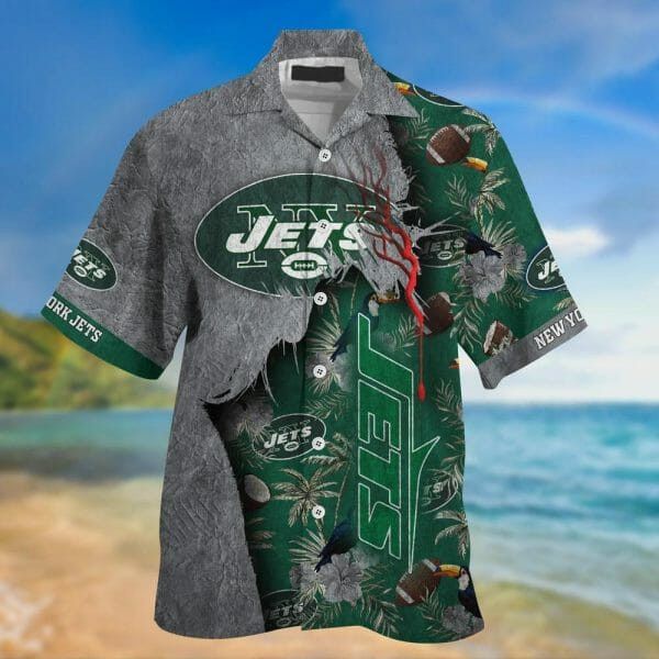 Nfl New York Jets Green Grey Trendy Hawaiian Shirt V2 Aloha Shirt