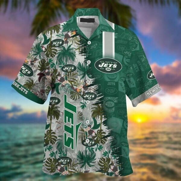 Nfl New York Jets Grey Green Trendy Hawaiian Shirt Aloha Shirt