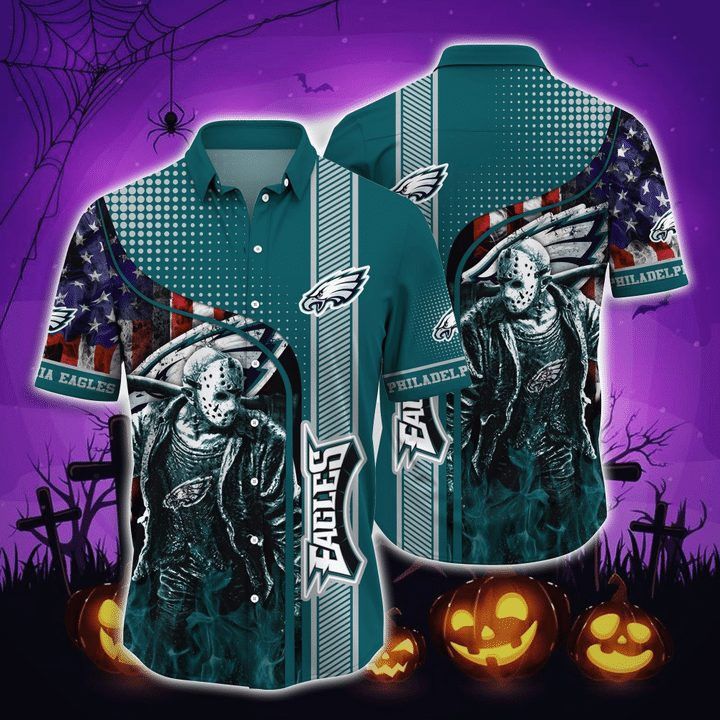NFL Philadelphia Eagles American Flag Halloween Hawaiian Shirt