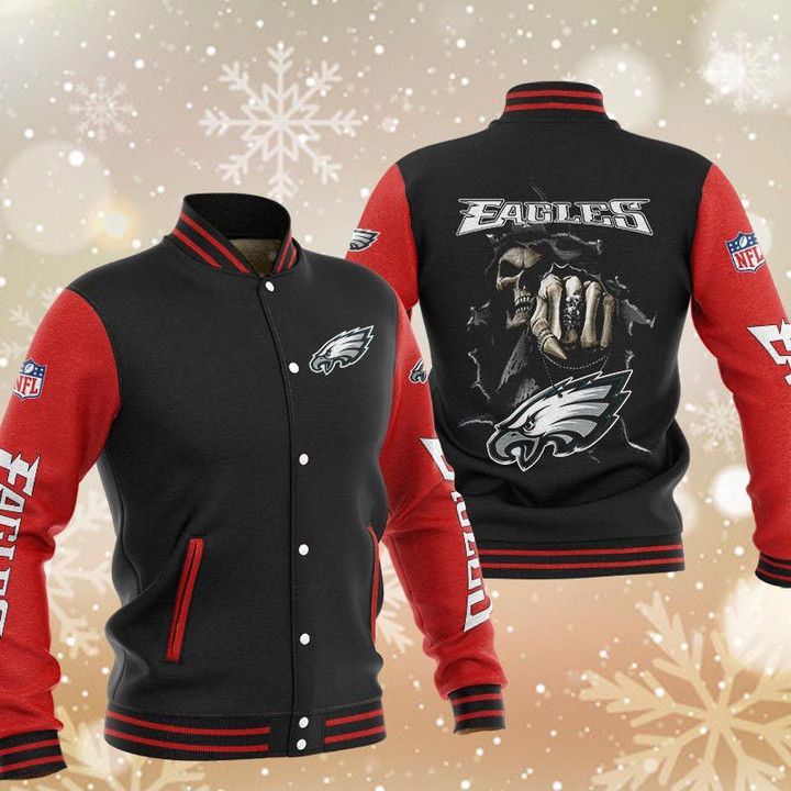 NFL Philadelphia Eagles Black Red Skull Hawaiian Shirt