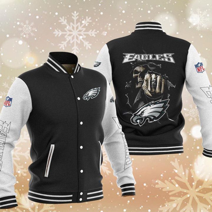 NFL Philadelphia Eagles Black Skull Hawaiian Shirt