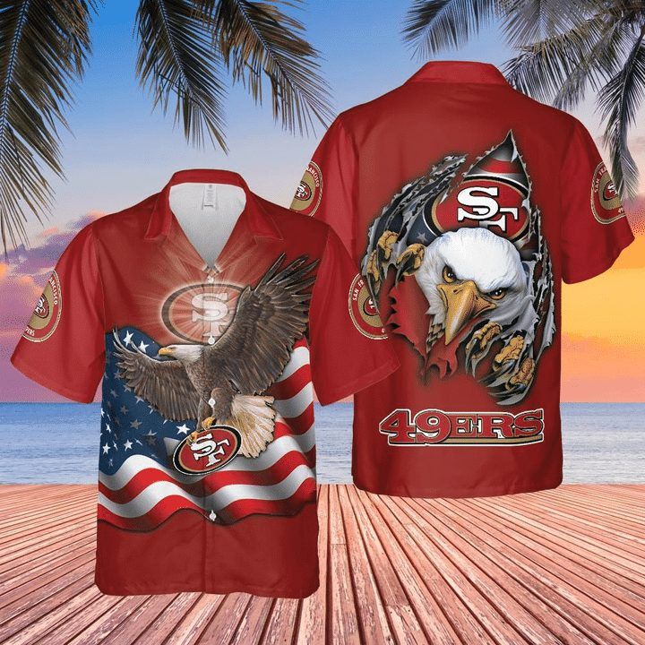 NFL San Francisco 49Ers Eagles American Flag Hawaiian Shirt