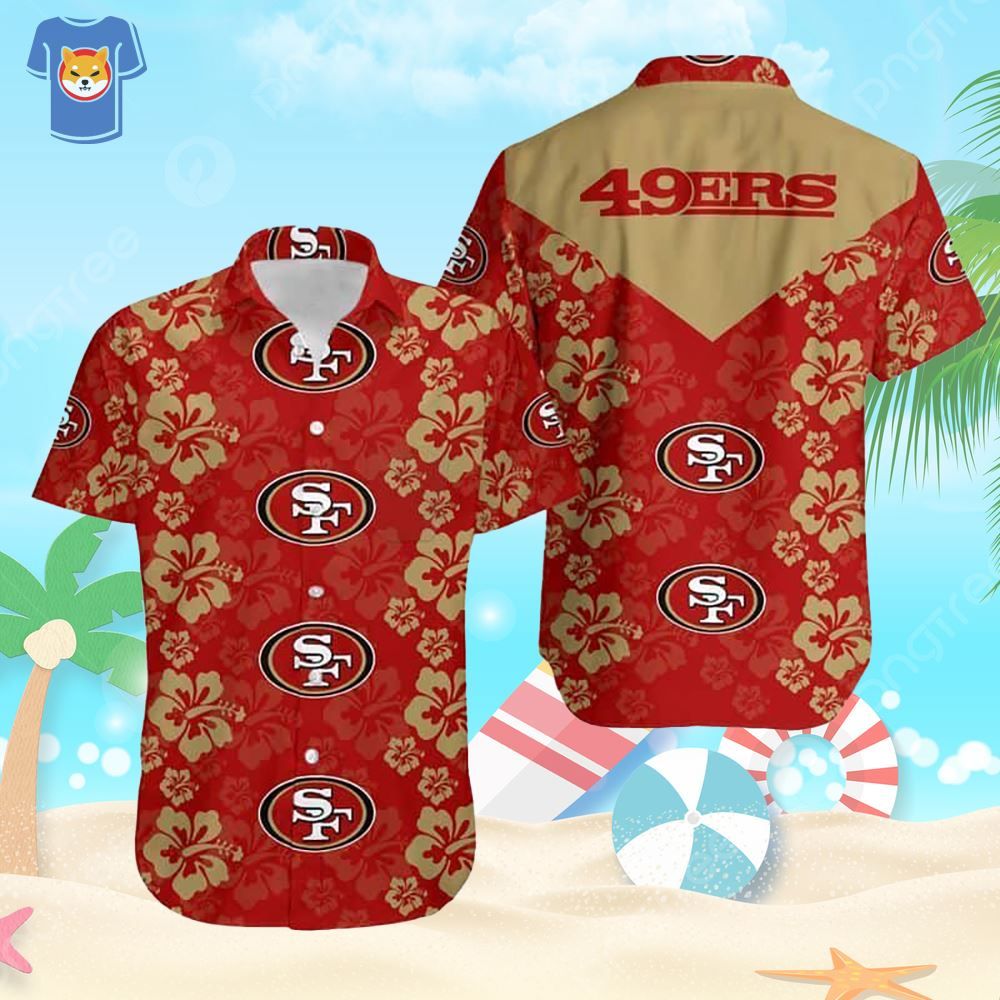NFL San Francisco 49Ers Hawaiian Shirt Hibiscus Flower Pattern Football Gift