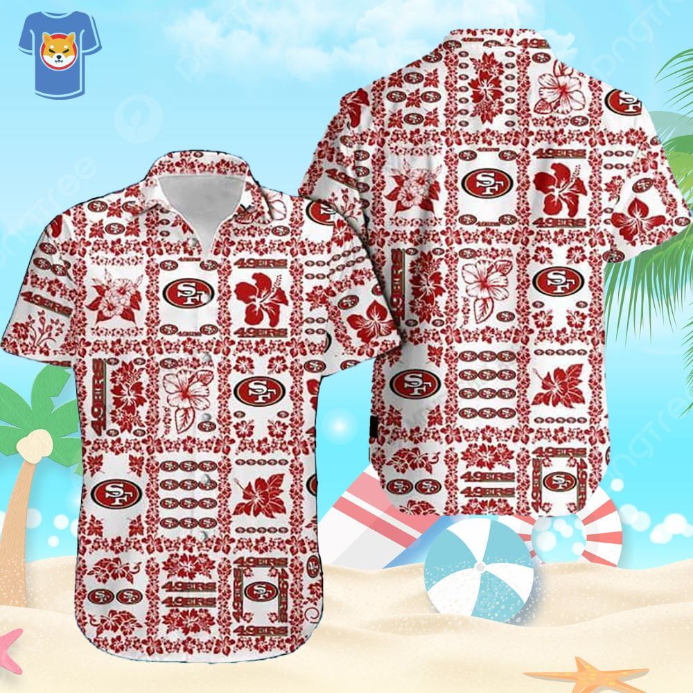 NFL San Francisco 49Ers Hawaiian Shirt Hibiscus Flower Pattern Summer Vacation Gift