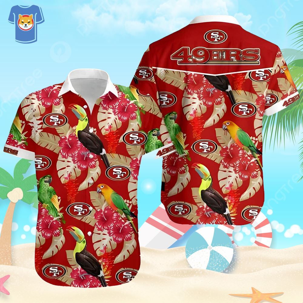 NFL San Francisco 49Ers Hawaiian Shirt Parrot Pattern Summer Beach Gift