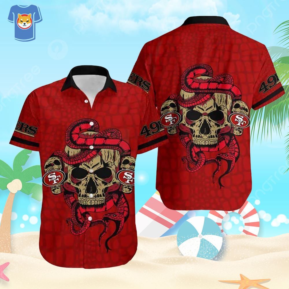 NFL San Francisco 49Ers Hawaiian Shirt Snake And Skull