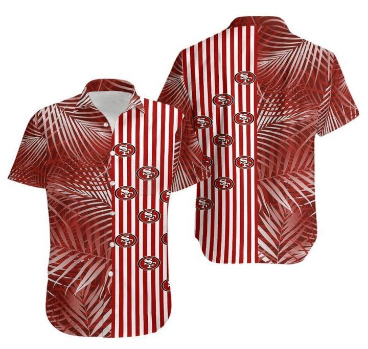 Nfl San Francisco 49Ers Red Coconut Tree Leaf Trendy Hawaiian Shirt Aloha Shirt