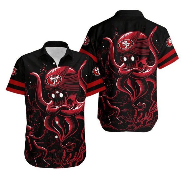 Nfl San Francisco 49Ers Red Octopus Ghost Trendy Hawaiian Shirt Aloha Shirt